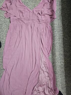 Ever Pretty Lavender Mauve Ruffled V-Neck Maxi Dress